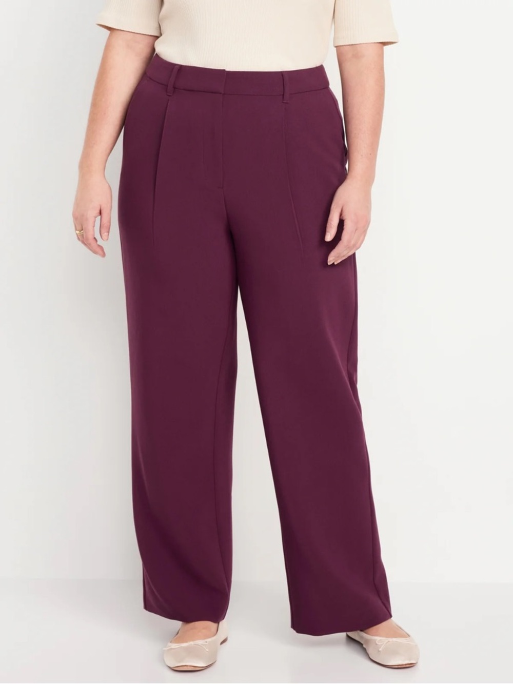 Old Navy Extra High-Waisted Taylor Wide-Leg Trouser Pants size L in cherry bark